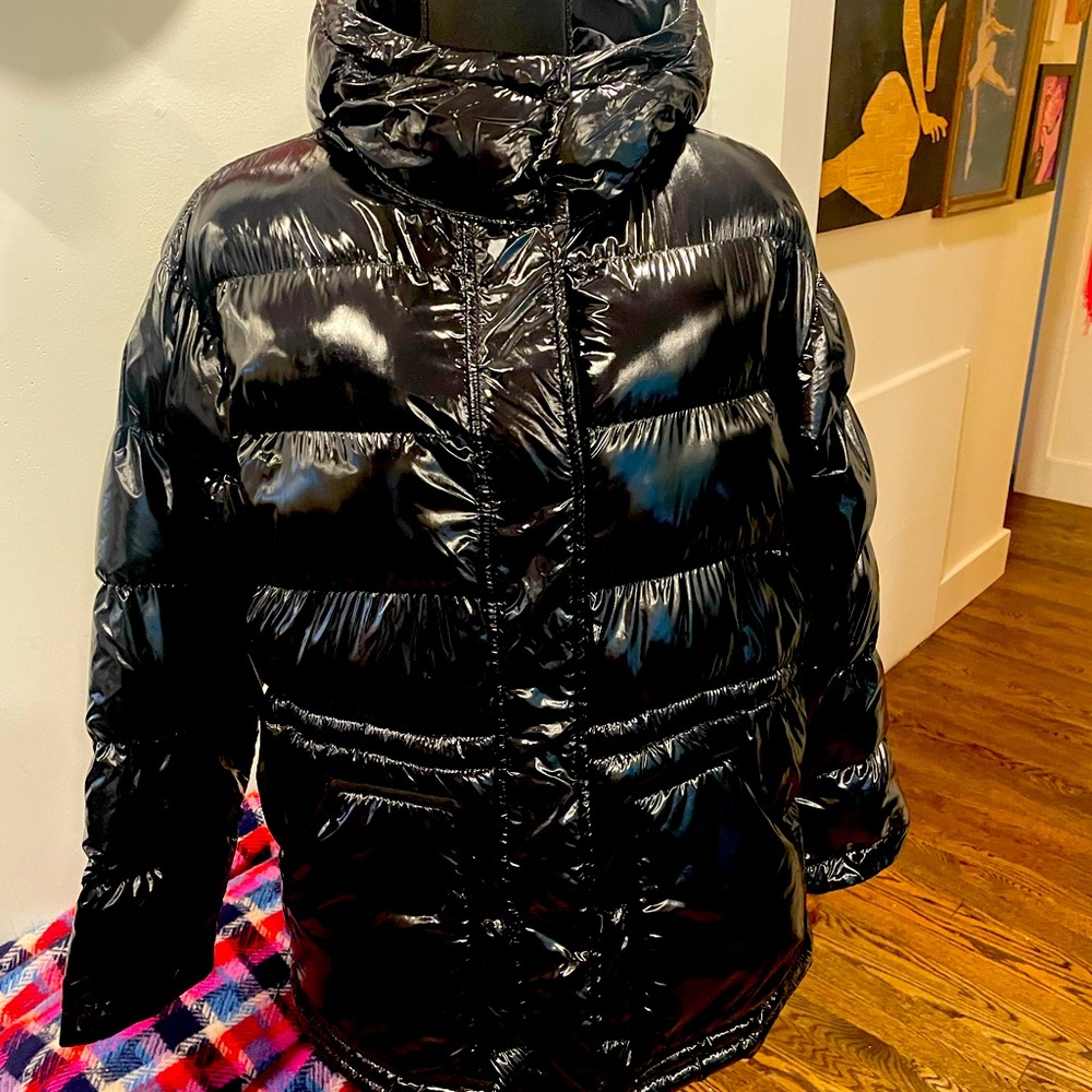 GAP Black Patent puffy coat. Size M